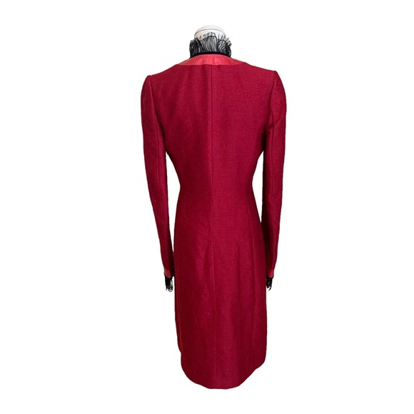 Rare Vintage 90s Richard Tyler Couture Red Snake Velvet Wool Lace Coat - Picture 7 of 16